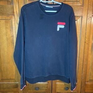 Fila Men's Navy Crewneck Sweatshirt with Red & Gray Logo Patch